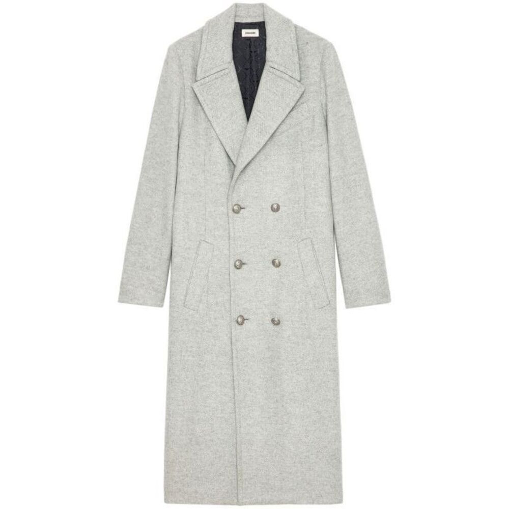 Zadig & Voltaire Mulan Double Breasted Grey Coat Size S New